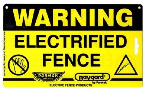 Parker 6 Pack, Baygard, 8&#034; x 4&#034;, Electric Fence Warning Sign