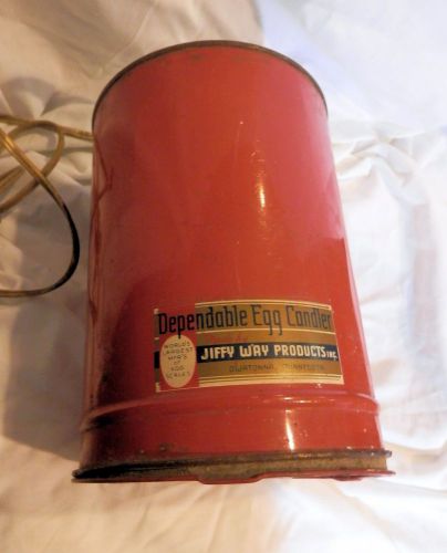 VINTAGE FARM POULTRY CHICKEN JIFFY WAY EGG CANDLER  RED &#034;Dependable&#034;