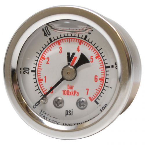 Valley Grade A Back Mount 1 1/2in Glycerin Filled Gauge-0-100 PSI #0240GXB100