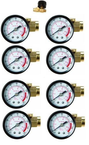 8 pc inline air pressure regulator with gauge solid brass construction 160 psi for sale