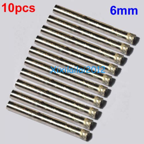 Hot 10pcs 6mm(1/4&#034; inch) Diamond Coated Core Drill Drills Bit Hole Saw Tile dnw