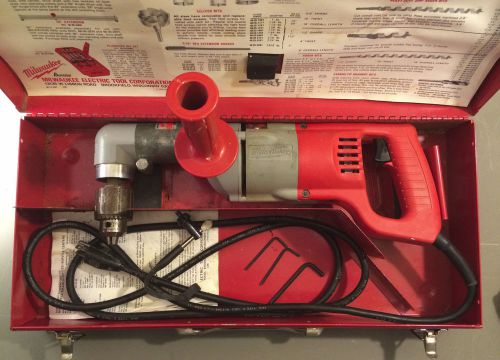 Milwaukee right angle d handle drill - mod 1101 - corded - with metal case -nice for sale