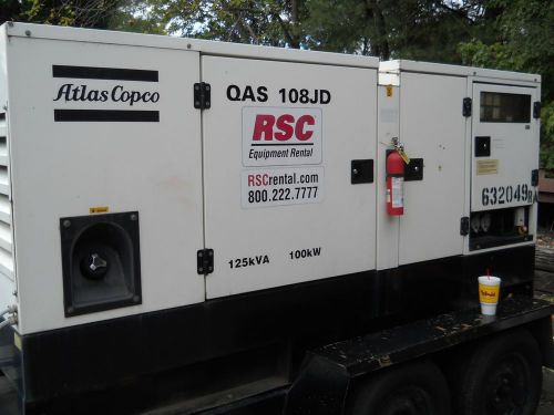 ATLAS COPCO QAS 108JD  TRAILER MOUNTED 125 KVA GENERATOR DIESEL