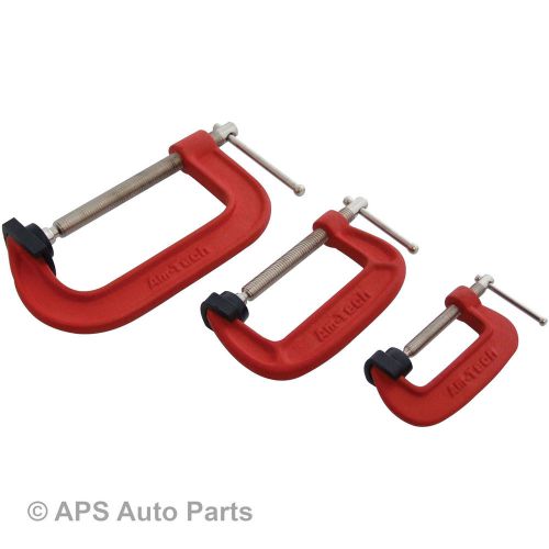 New 3pc g clamp set 2&#034; (50mm), 3&#034; (75mm) &amp; 4&#034; (100mm) soft jaws heavy duty for sale