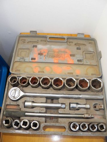 Heavy duty 21 piece 3/4&#034; drive 7/8&#034; - 2&#034; socket wrench set w/ case ratchet for sale