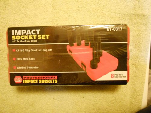 NEW Napa 61-0317 professional impact sockets-8 pieces included 1/2&#034;  Hex driver