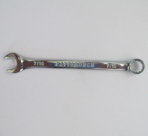 FULLY POLISHED 7/16&#034; COMBINATION BOX / OPEN WRENCH; CHROME PLATED VANADIUM STEEL