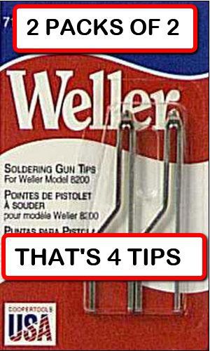 (2 PACKS OF 2) WELLER 7135W Solder Tip for 8200 Soldering Gun, 2 per Pack/4 tips