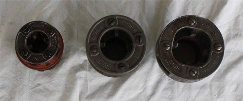 Vintage lot of 3 ridgid 11-r pipe/ bolt threader die and head for sale