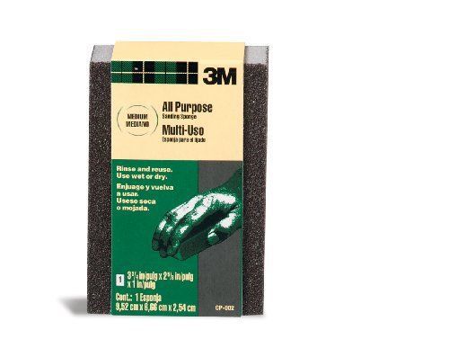 3M CP-002A-250 Sanding Sponge M Grit, 3.75 x 2.625 1-in, 1-Pack