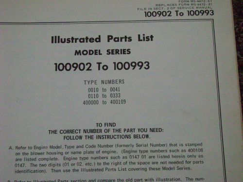 briggs and stratton parts list model series 100902 to 100993