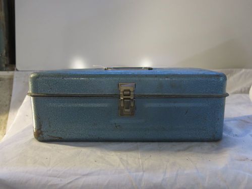 Blue metal box with drawer cool
