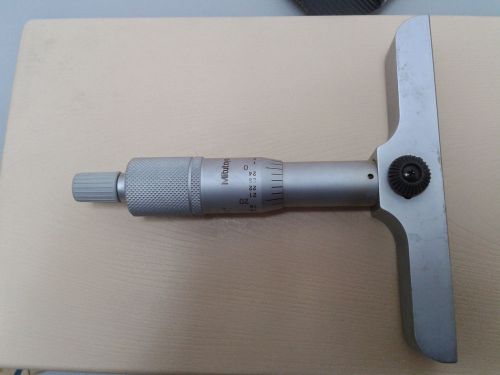Mitutoyo 128-106 vernier depth gauge, micrometer type, inch, 0-1&#034; range for sale