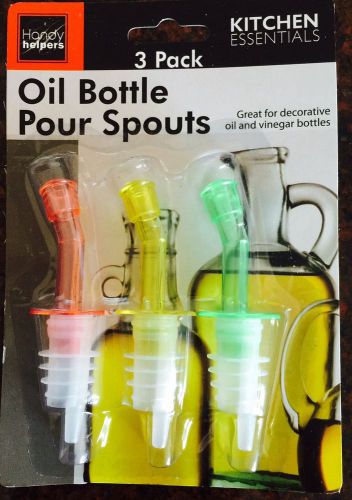 Set of 3 Bottle Pourer Pour Spout Stopper Dispenser Liquor Flow Olive Wine Oil