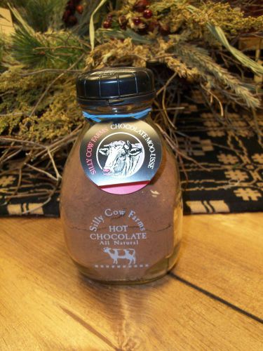 Hot Chocolate Moo-usse Mix 16.9 oz in a reusable Glass Milk Bottle