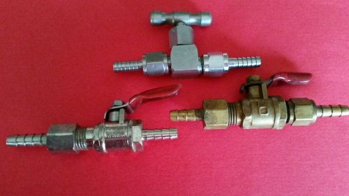 3-inline ball valve shut off -1/4&#034; barb -lot of 3 for sale