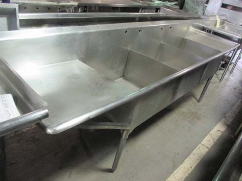 3 compartment sink with right and left drainboard - 119&#034; for sale