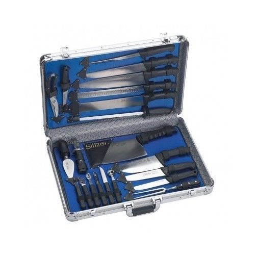 22-pc professional chef&#039;s knives cutlery set in aluminum case kitchen utensils for sale