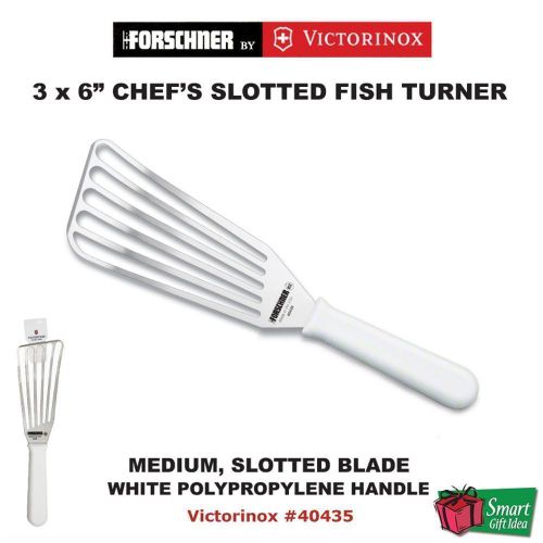 Victorinox Forschner 3x6&#034; Chef&#039;s Slotted Fish Turner, White Handle #40435