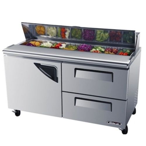 New turbo air 60&#034; super deluxe stainless steel sandwich &amp; salad prep! 2 drawers! for sale