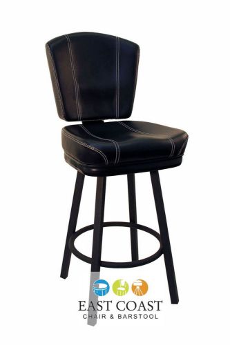 New gladiator black bucket bar stool with white stitching and black base for sale