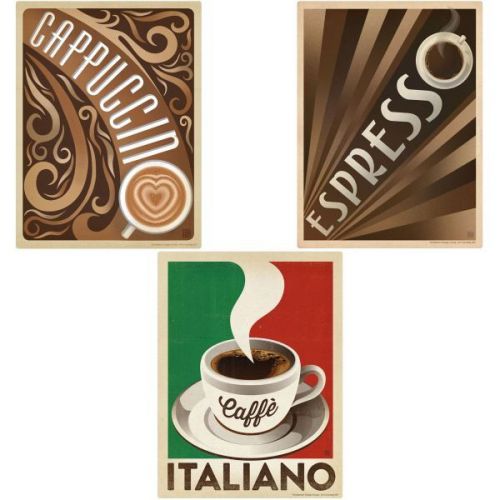 Italian Coffee Cappuccino Espresso Wall Decal Set 12 x 16 in.