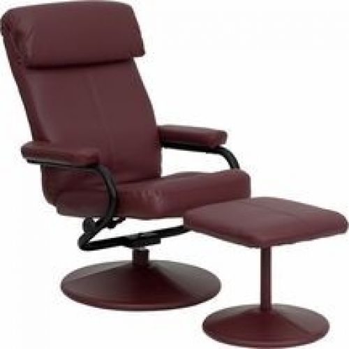 Flash Furniture BT-7863-BURG-GG Contemporary Burgundy Leather Recliner and Ottom