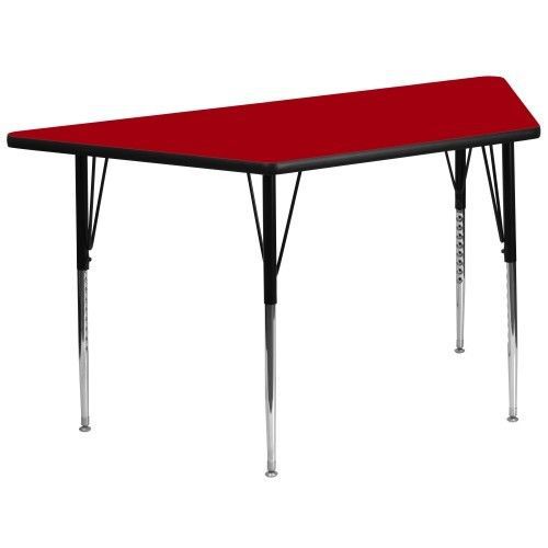 Flash furniture xu-a3060-trap-red-t-a-gg 30&#034;x 60&#034; trapezoid activity table with for sale