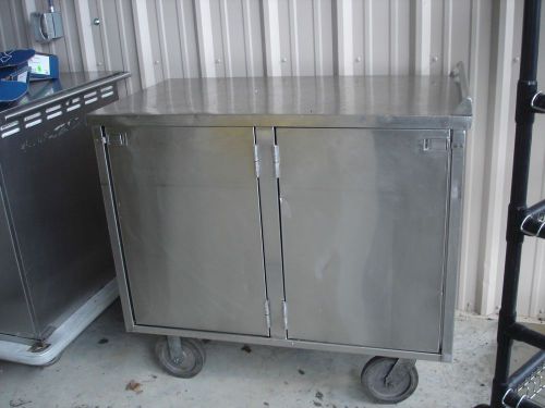 STAINLESS STEEL DOUBLE HOLDING TRAY CART ON CASTERS WITH DRAIN HOLE