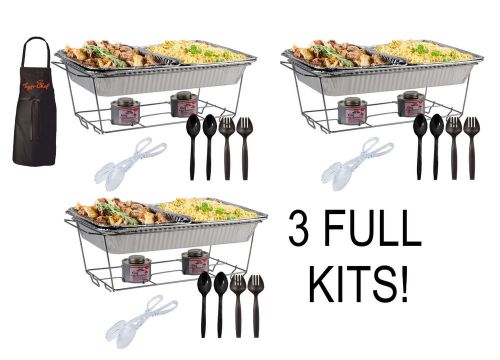 TigerChef 3 FULL CHAFER KITS Buffet Chafer Serving Kit &amp; Food Warmers 34 pieces