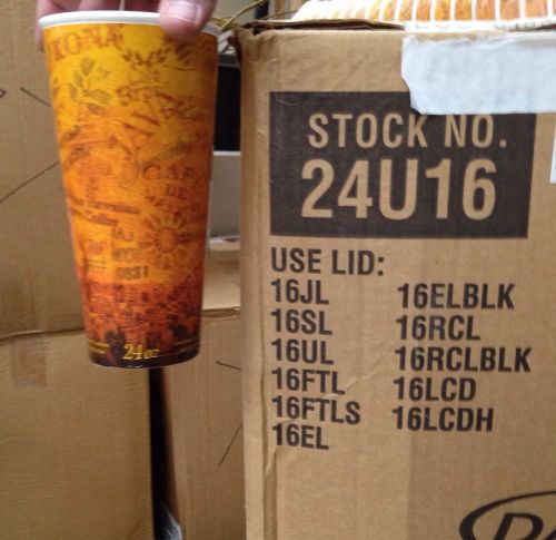 Dart brand 24 ounce oz coffee cups styrofoam escape print for sale