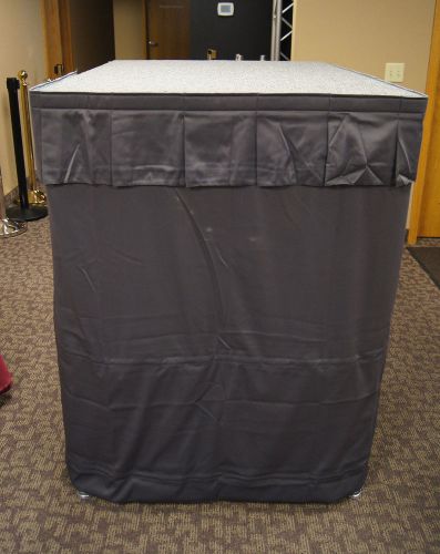 48&#039; adjustable stage skirting. adjusts 47”/55”/63”/71” x 8&#039;l w/velcro charcoal for sale