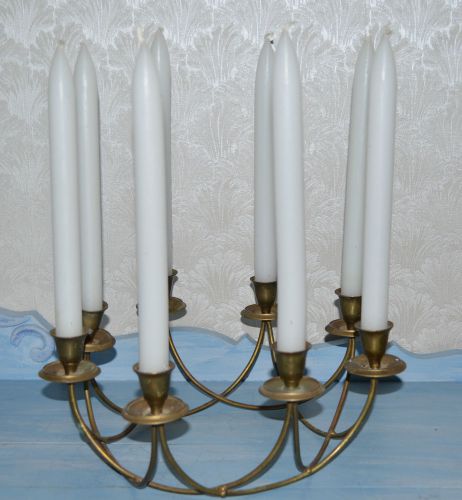 Brass Candle Holder Hold 8 Candles with Brass Candle Snuffer