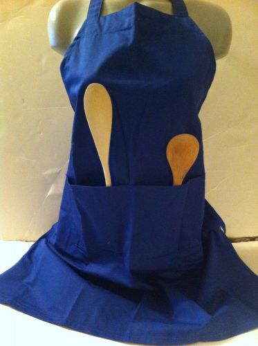 1 large blue kitchen apron-restaurant bib pocket-cotton-new for sale