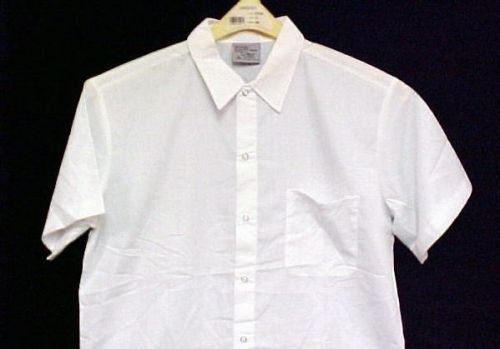 King Menu White Chef Shirt Snap Front Short Sleeve Polyester Restaurant New L