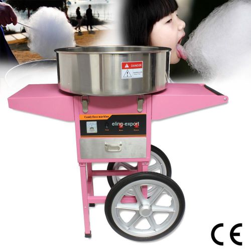 PRO Electric Commercial Cotton Candy Floss Machine Maker Cart Powerfull 1050W