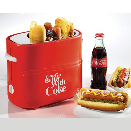 COCA-COLA HOT DOG COOKER MACHINE &amp; BUN WARMER ~ RETRO POP-UP TOASTER HDT600COKE