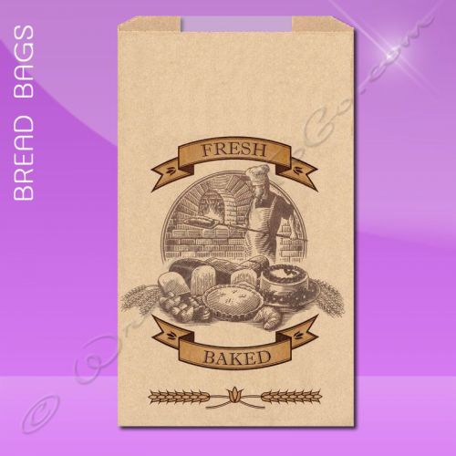 Bread bags with poly panel – 8-1/2 x 4-1/2 x 24 – printed fresh baked for sale