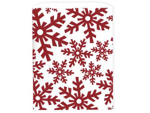 10 White Kraft Paper Red Snowflakes Frozen Party Favor Christmas Cookie Bags 6x9