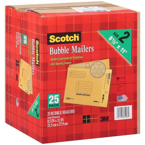 Scotch bubble mailers - size 2 (8.5&#034; x 11&#034;) - 25 pk. for sale