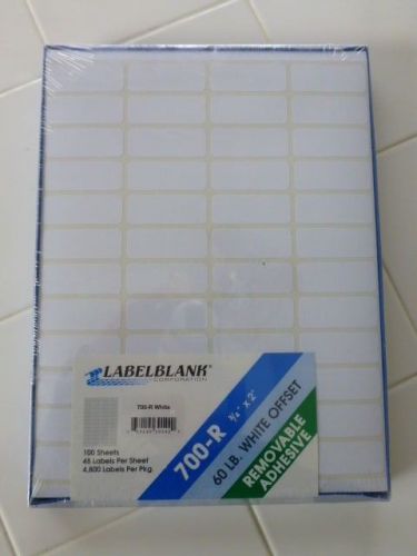 LABELBLANK- 60LB. WHITE OFFSET REMOVABLE ADHESIVE LABELS-STOCK NO. 700-R