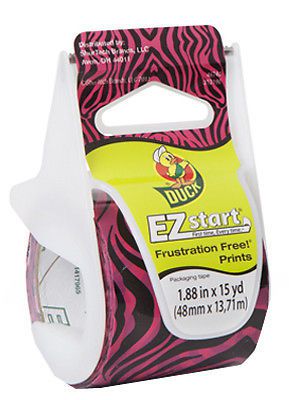 Pink Zebra Print Duck EZ Start Packaging Tape, 1.88&#034; x 15 Yd