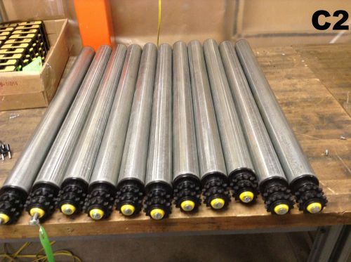 Lot of 11 interoll conveyer rollers 31&#034; long x 2-1/2&#034; dia  &amp; 1/2&#034; dia shaft for sale
