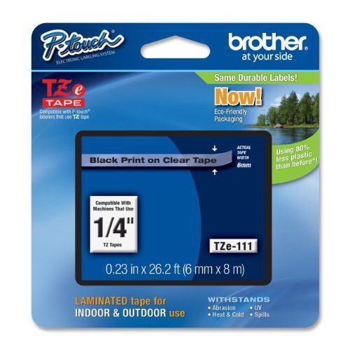 Office brother laminated tape black on clear for indoor &amp; outdoor 26 ft length for sale