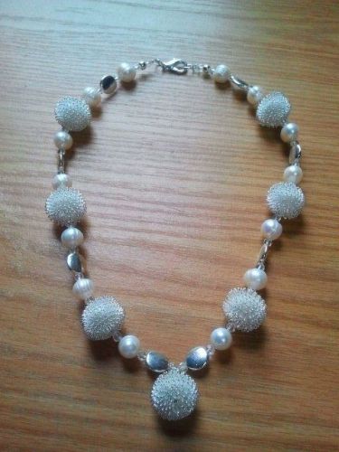Water pearls Necklace mixed metal beads handmade