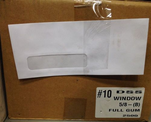 1 CARTON (2,500) OF NEW #10 WINDOW FULL GUM WHITE ENVELOPES