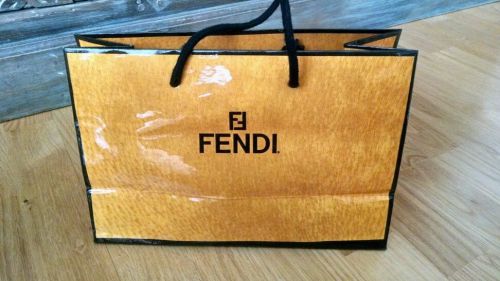 FENDI Paper Shopping Bag 11.5&#034; X 8&#034; X 5&#034; Yellow Orange /Black FENDI Logo