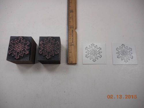 Letterpress Printing Printers 2 Blocks, Winter Snowflakes