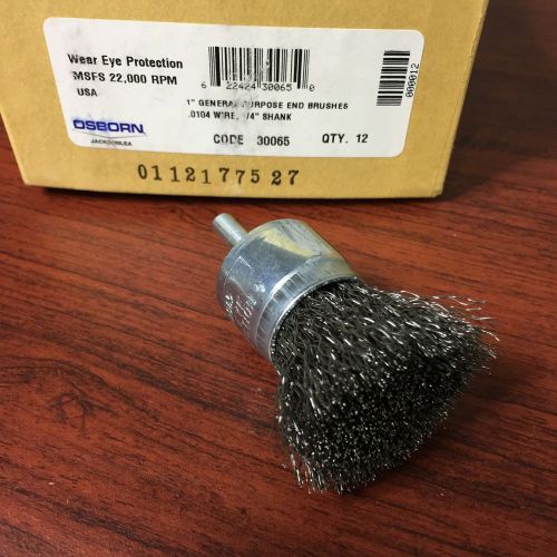 Qty. 12 Osborn 30065 Crimped Abrasive Wire End Brush, Steel Bristle, 1&#034; Diameter