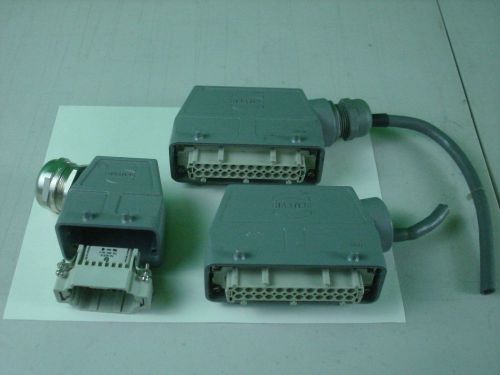 LOT OF 3 Harting Han Connectors 1 NEW 1E AND 2 USED E2&#039;S WITH CONNECTORS